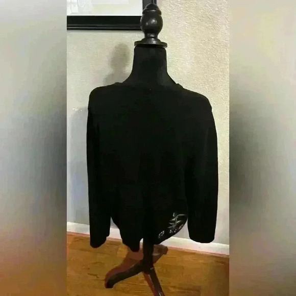 Vintage Heirloom Collection Women’s Size L Zip Front Appliqué Christmas Sweater - Picture 4 of 7